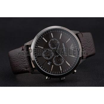 Emporio Armani  Chronograph Brown Dial Silver Case Brown Leather Bracelet  622341