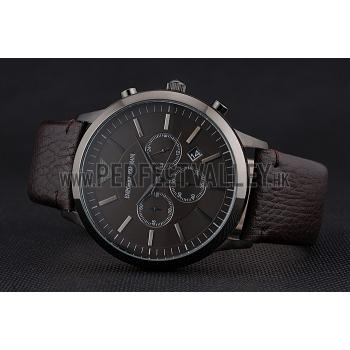 Emporio Armani  Chronograph Brown Dial Silver Case Brown Leather Bracelet  622341