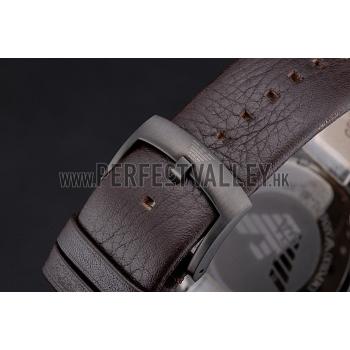 Emporio Armani  Chronograph Brown Dial Silver Case Brown Leather Bracelet  622341