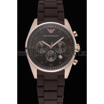 Emporio Armani Sportivo Chronograph Brown Dial Gold Case Brown Bracelet  622346