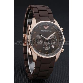 Emporio Armani Sportivo Chronograph Brown Dial Gold Case Brown Bracelet  622346