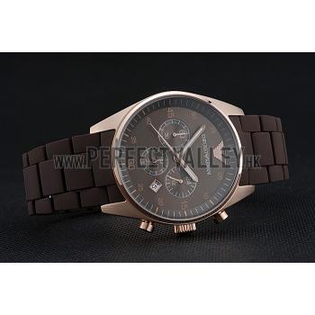 Emporio Armani Sportivo Chronograph Brown Dial Gold Case Brown Bracelet  622346