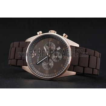 Emporio Armani Sportivo Chronograph Brown Dial Gold Case Brown Bracelet  622346