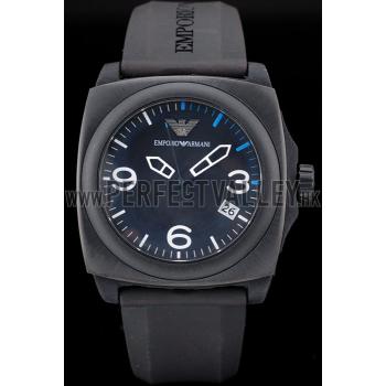 Cheap Emporio Armani  Black Rubber Strap Black Ceramic Bezel