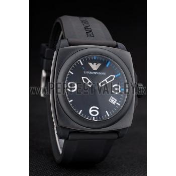 Cheap Emporio Armani  Black Rubber Strap Black Ceramic Bezel