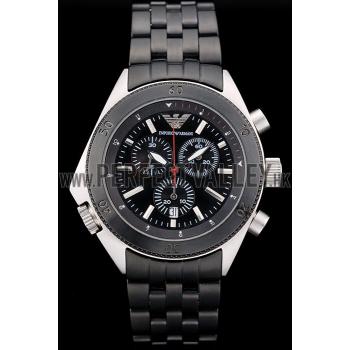 Emporio Armani Sportivo Black Ion Plated Bezel Black Dial Chronograph Replica