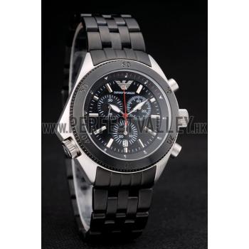 Emporio Armani Sportivo Black Ion Plated Bezel Black Dial Chronograph Replica