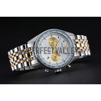 Emporio Armani Sportivo Chronograph Silver Dial Two Tone Stainless Steel Bracelet  622350