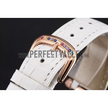 Franck Muller Double Mistery 4 Saisons White Dial Rose Gold Case White Leather Strap