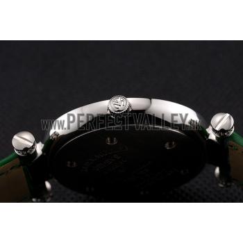 Franck Muller Double Mistery Ronde White Dial Stainless Steel Case Green Leather Strap