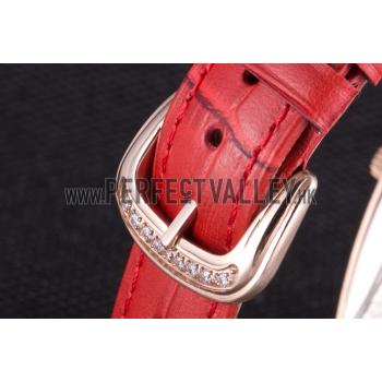 Franck Muller Casablanca Red Croco Leather Band Crystal Encrusted Bezel  621647