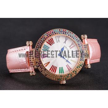 Cheap Franck Muller Double Mistery 4 Saisons White Dial Rose Gold Case Light Pink Leather Strap