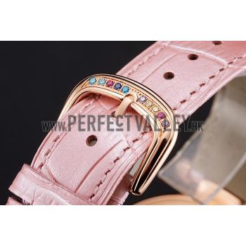 Cheap Franck Muller Double Mistery 4 Saisons White Dial Rose Gold Case Light Pink Leather Strap