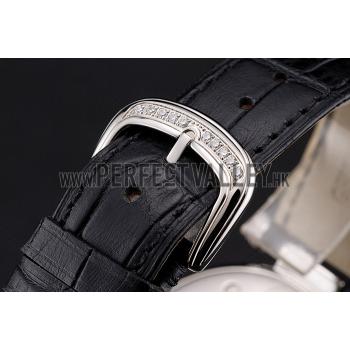 Cheap Franck Muller Double Mistery Ronde Black Dial Stainless Steel Case Black Leather Strap