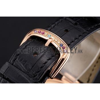 Franck Muller Double Mistery 4 Saisons Black Dial Rose Gold Case Black Leather Strap