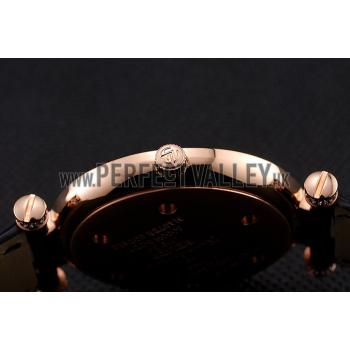 Franck Muller Double Mistery 4 Saisons Black Dial Rose Gold Case Black Leather Strap