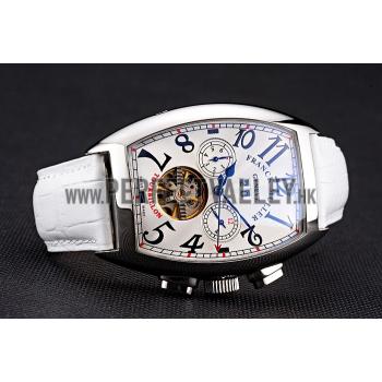 Franck Muller Casablanca White Croco Leather Strap White Dial 80281