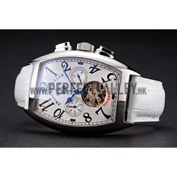 Franck Muller Casablanca White Croco Leather Strap White Dial 80281