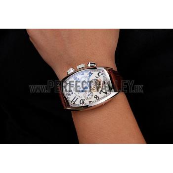 Franck Muller Casablanca White Dial Red Accent Number Tourbillon 41958