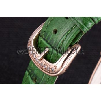 Cheap Franck Muller Casablanca Green Croco Leather Band Crystal Encrusted Bezel  621646