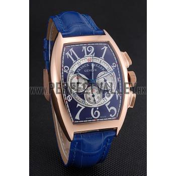 Franck Muller Casablanca Blue Croco Leather Strap Blue Dial 80278