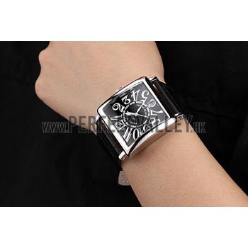 Replica Franck Muller Master Square Black Dial Silver Case Black Leather Band  622353