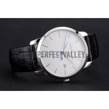 Swiss Girard-Perregaux 1966 White Dial Silver Case Black Leather Strap