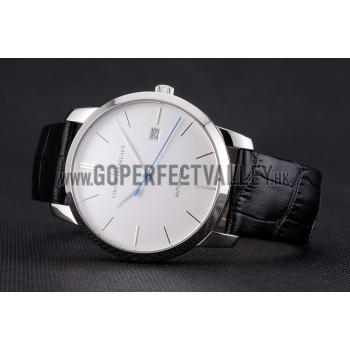 Swiss Girard-Perregaux 1966 White Dial Silver Case Black Leather Strap