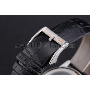 Swiss Girard-Perregaux 1966 Black Dial Silver Diamond Case Black Leather Strap