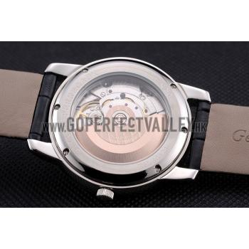 Swiss Girard-Perregaux 1966 Black Dial Silver Diamond Case Black Leather Strap