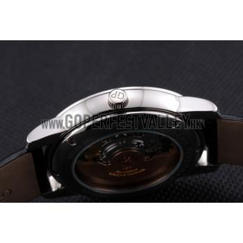 Swiss Girard-Perregaux 1966 Black Dial Silver Diamond Case Black Leather Strap