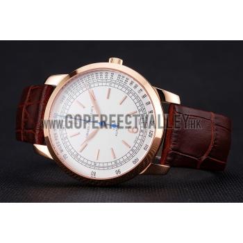 Replica Swiss Girard-Perregaux 1966 Automatic White Dial Gold Case Brown Leather Strap