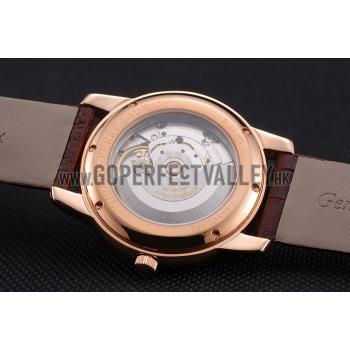 Replica Swiss Girard-Perregaux 1966 Automatic White Dial Gold Case Brown Leather Strap