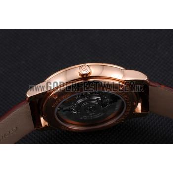 Replica Swiss Girard-Perregaux 1966 Automatic White Dial Gold Case Brown Leather Strap