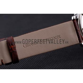 Cheap Swiss Girard-Perregaux 1966 White Dial Silver Diamond Case Brown Leather Strap