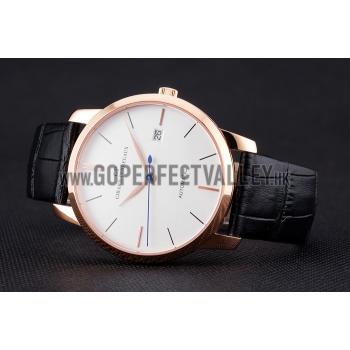 Swiss Girard-Perregaux 1966 White Dial Gold Case Black Leather Strap