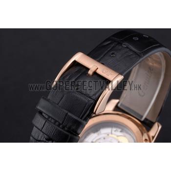 Swiss Girard-Perregaux 1966 White Dial Gold Case Black Leather Strap