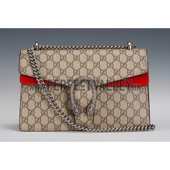 Gucci Dionysus GG Supreme Canvas And Red Suede Trim Small Bag 18926791 Replica