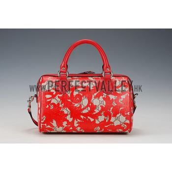 Gucci Boston Arabesque Canvas Shoulder Bag Red