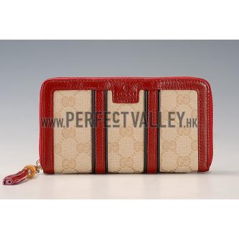 Gucci Vintage Web GG Canvas Wallet Red