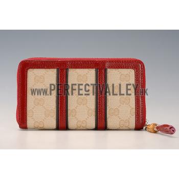 Gucci Vintage Web GG Canvas Wallet Red