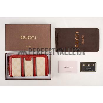 Gucci Vintage Web GG Canvas Wallet Red