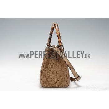 Gucci Bamboo Shopper Leather Small Tote Gold  607316