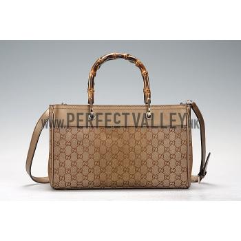 Gucci Bamboo Shopper Leather Small Tote Gold  607316