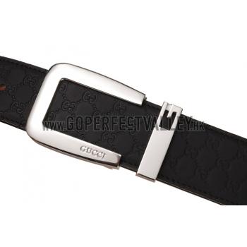 Replica Gucci Black Leather Belt with Square Buckle