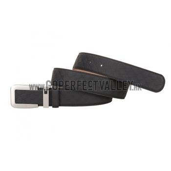 Replica Gucci Black Leather Belt with Square Buckle