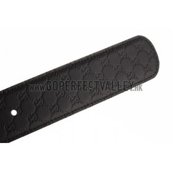 Replica Gucci Black Leather Belt with Square Buckle