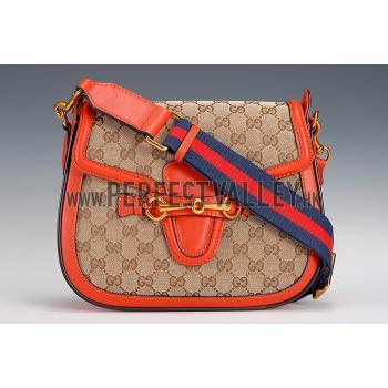 Gucci Lady Web GG Canvas And Orange Leather Medium Bag  18926782