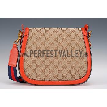 Gucci Lady Web GG Canvas And Orange Leather Medium Bag  18926782