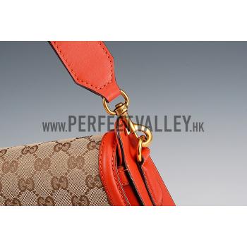 Gucci Lady Web GG Canvas And Orange Leather Medium Bag  18926782